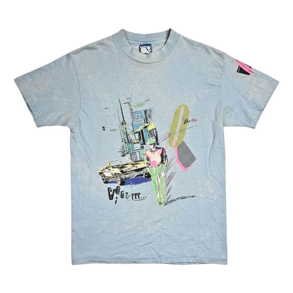 Vintage 1987 Ocean Pacific OP TShirt 80s Surf Beach Graphic Tee Blue - Medium